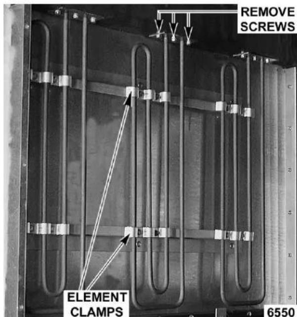 REMOVE SCREWS ELEMENT CLAMPS 6550