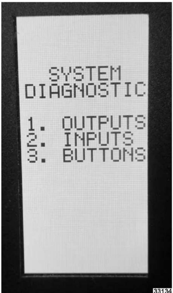 SYSTEM DIAGNOSTIC 1. OUTPUTS 2. INPUTS 3. BUTTONS