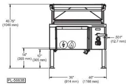 40.75" (1040 mm) 14" (355 mm) 12" (305 mm) 501" (12.7 mm) 36" (914 mm) 46" (1168 mm) PL-56638