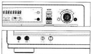 Technical diagram of a device front panel with labeled ports and control buttons