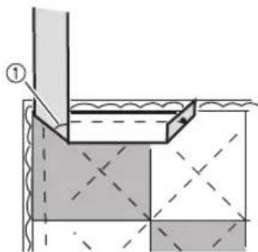 Technical diagram showing a structural joint or channel with labeled component ①