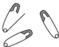 Three identical types of metal clips with curved handles, shown in side profile (no text or symbols)