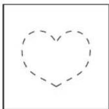 Simple heart outline with dashed outline, no text or symbols present