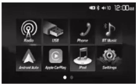 Radio USB Phone BT Music Android Auto Apple CarPlay iPod Settings