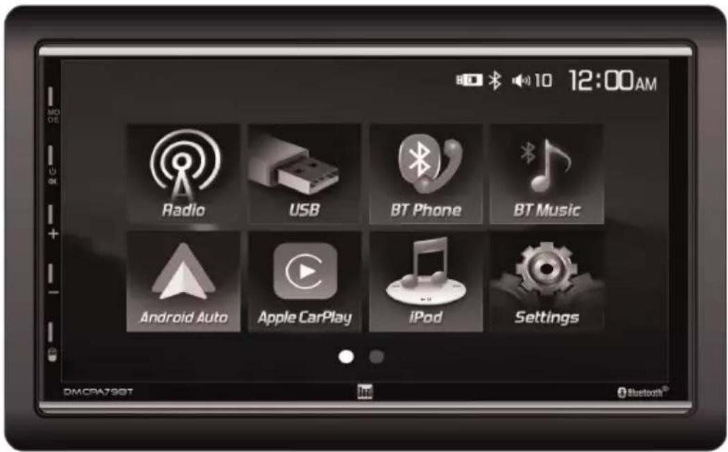 12:00AM Radio USB BT Phone BT Music Android Auto Apple CarPlay iPod Settings