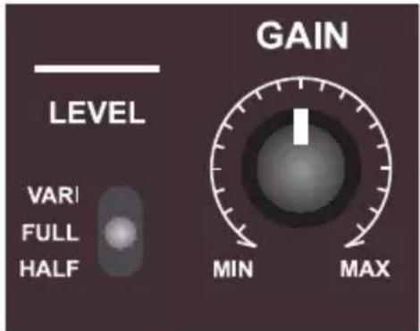 GAIN LEVEL VARI FULL HALF MIN MAX