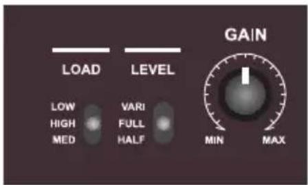 LOAD LEVEL LOW HIGH MED VARI FULL HALF GAIN MIN MAX