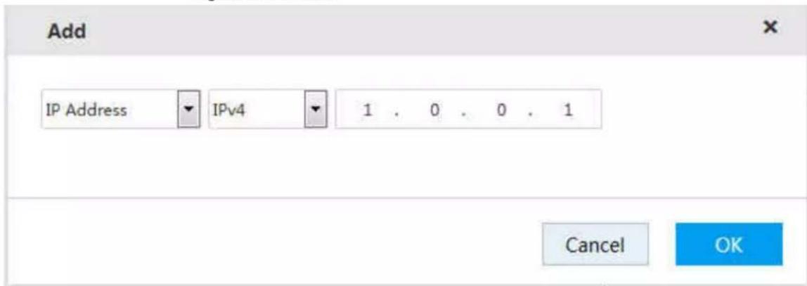 Add IP Address IPv4 1 . 0 . 0 . 1 Cancel OK