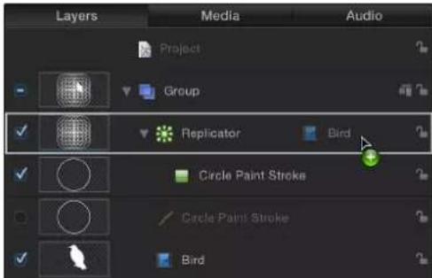 Layers Media Audio Project Group Replicator Bird Circle Paint Stroke Circle Paint Stroke Bird