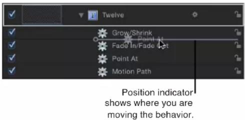 Twelve Grow/Shrink Fade In/Fade Out Point At Motion Path Position indicator shows where you are moving the behavior.