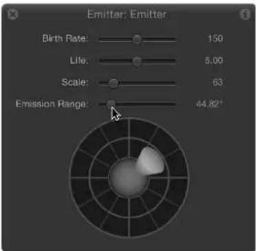Emitter: Emitter Birth Rate: 150 Life: 5.00 Scale: 63 Emission Range: 44.82"