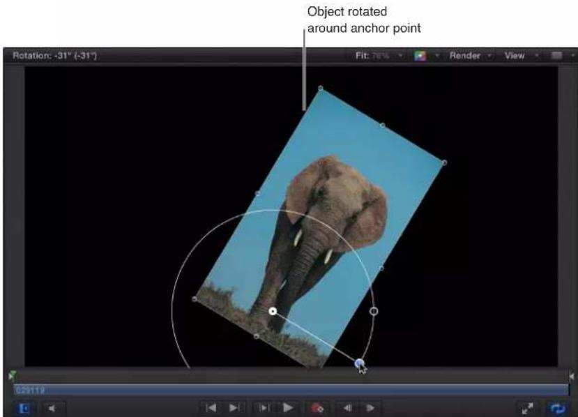 Object rotated around anchor point Rotation: -31° (-31°) Fit: 76% Render View 029119