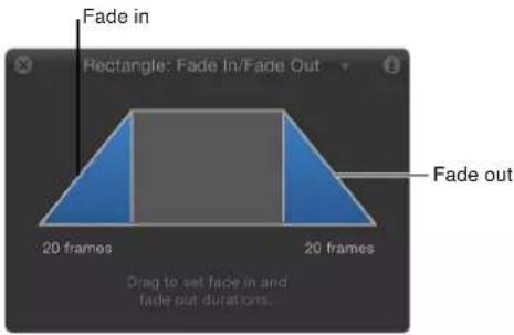 Fade in Rectangle: Fade In/Fade Out 20 frames 20 frames Fade out Drag to set fade in and fade out durations.
