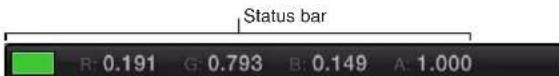 Status bar R: 0.191 G: 0.793 B: 0.149 A: 1.000