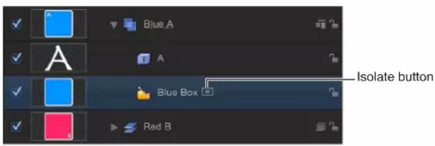Blue A A Isolate button Blue Box Red B