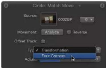 Circle: Match Move Source: 0002BR Movement: Analyze Reverse Offset Track: Typ ▼ Transformation Four Corners Adjust