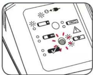 Diagram showing various electrical or mechanical symbols on a device panel, including switches, bulbs, and indicators.
