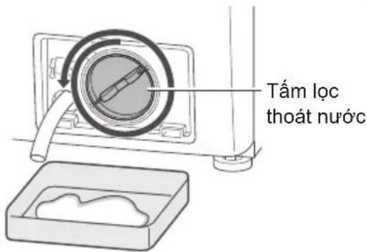 Diagram showing a hand using a device to adjust or install a component, labeled with numbered parts and directional arrows.