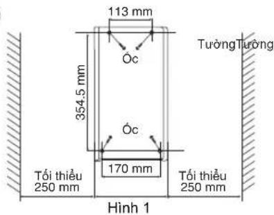 113 mm Óc 354.5 mm Óc 170 mm Tối thiểu 250 mm Tối thiểu 250 mm Hình 1 Tường Tường