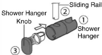 Shower Hanger Knob Sliding Rail ① ② ③ Shower Hanger