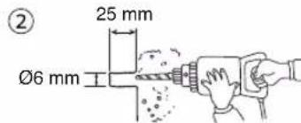 ② 25 mm Ø6 mm