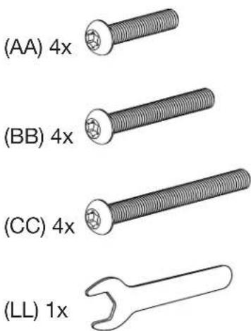(AA) 4x (BB) 4x (CC) 4x (LL) 1x