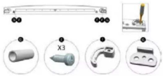 Diagram showing exploded view of a mechanical assembly with numbered parts and a close-up of a tool inserted into a component labeled X3.