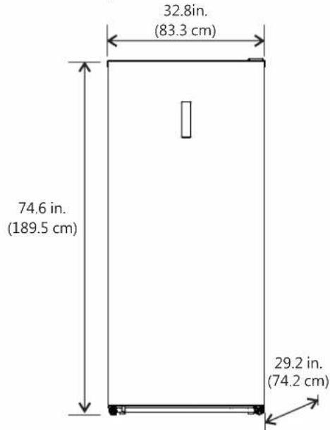 32.8in. (83.3 cm) 74.6 in. (189.5 cm) 29.2 in. (74.2 cm)