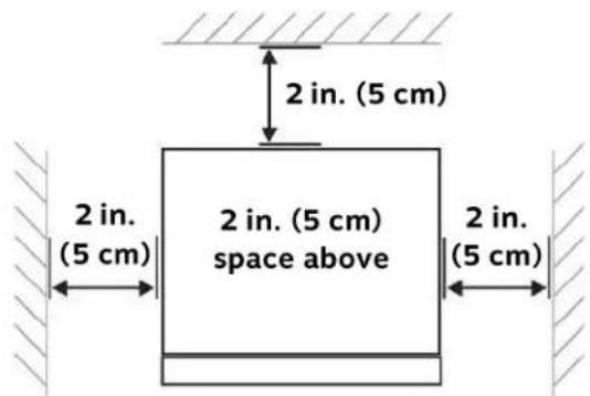 2 in. (5 cm) 2 in. (5 cm) 2 in. (5 cm) space above 2 in. (5 cm)
