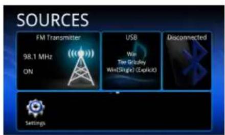 SOURCES FM Transmitter 98.1 MHz ON USB Win Twe Grisley Win(Single) (CapricIO) Disconnected Settings