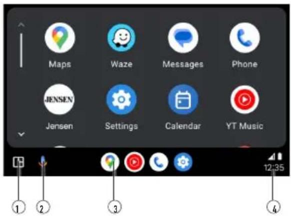 Maps Waze Messages Phone JENSEN Settings Calendar YT Music 12:35 ① ② ③ ④
