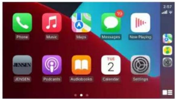 Phone Music Maps Messages Now Playing JENSEN Podcasts Audiobooks Calendar Settings