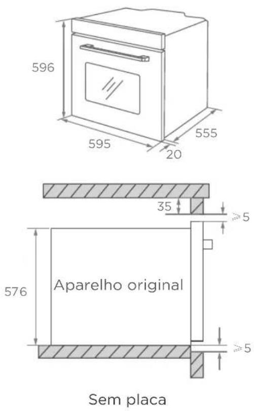 596 595 20 555 35 ≥5 576 Aparelho original ≥5 Sem placa