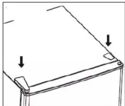 Line drawing of a mechanical component with two downward arrows indicating features (no text or symbols)