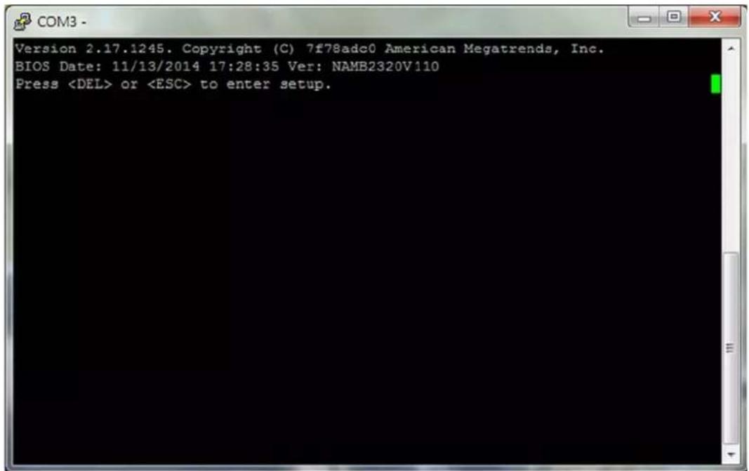 COM3 - Version 2.17.1245. Copyright (C) 7f78adc0 American Megatrends, Inc. BIOS Date: 11/13/2014 17:28:35 Ver: NAMB2320V110 Press or to enter setup.