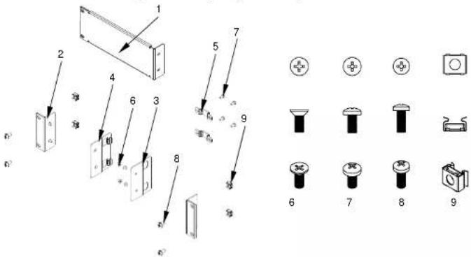 Technical diagram showing exploded view of a mechanical component with numbered parts and corresponding assembly symbols.