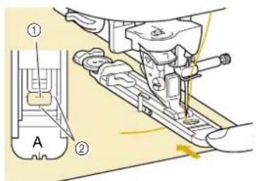 Technical diagram showing mechanical assembly with labeled parts and directional arrow indicating motion or movement