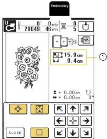 Embroidery U 0 0 min 0 20049 48 min 5 15.9 cm 9.4 cm ① + + 0.00 cm + + 0.00 cm 0° CLOSE