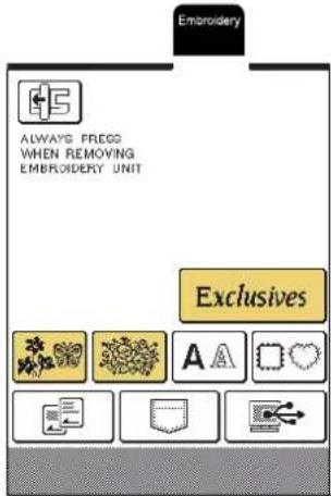 Embroidery Always press WHEN REMOVING EMBROIDERY UNIT Exclusives