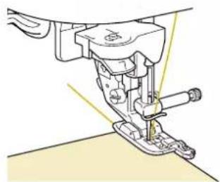 BABY LOCK Esante - Lower the presser foot so that the presser foot guide is flush against the edge of the fabric. - 1