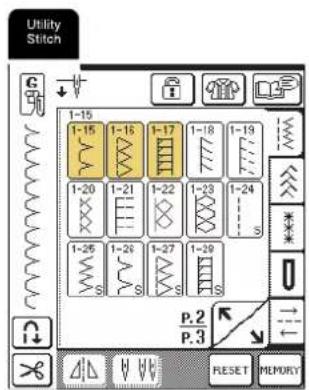 Utility Stitch G 1-15 1-16 1-17 1-18 1-19 1-20 1-21 1-22 1-23 1-24 1-25 1-26 1-27 1-28 P.2 P.3 RESET MEMORY