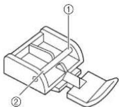 Technical diagram of a mechanical component with labeled parts ① and ②