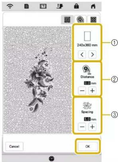 240x360 mm Distance 0.0 mm Spacing 5.0 mm OK Cancel