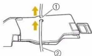 Technical diagram showing a mechanical component with labeled parts and directional arrows indicating movement or force.