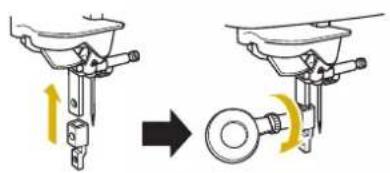 Diagram illustrating mechanical assembly or disassembly process with arrows indicating motion and rotation