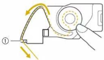 Diagram showing a mechanical device with directional arrows indicating motion or force, labeled with number ①.
