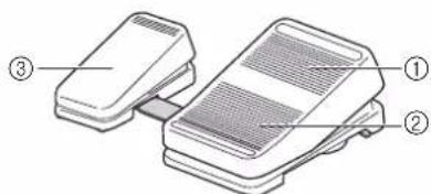 Diagram of a device with labeled parts, showing two components connected by a cable or connector.