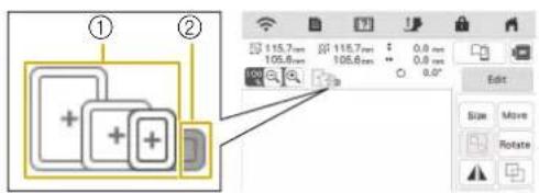 ① ② 115.7mm 115.7mm 0.0 mm 105.6mm 105.6mm 0.0° Edit Size Move Rotate