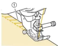 Technical diagram of a sewing machine with labeled component ①