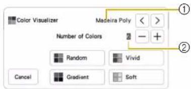 Color Visualizer Madeira Poly < # Number of Colors Random Vivid Cancel Gradient Soft